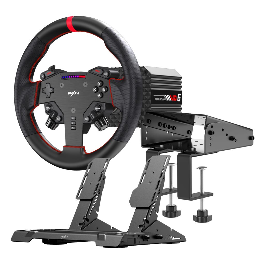 PXN VD6 Direct Drive Sim Racing Wheel | PD-HM Dual Pedal | Z9 Clamp Bundle