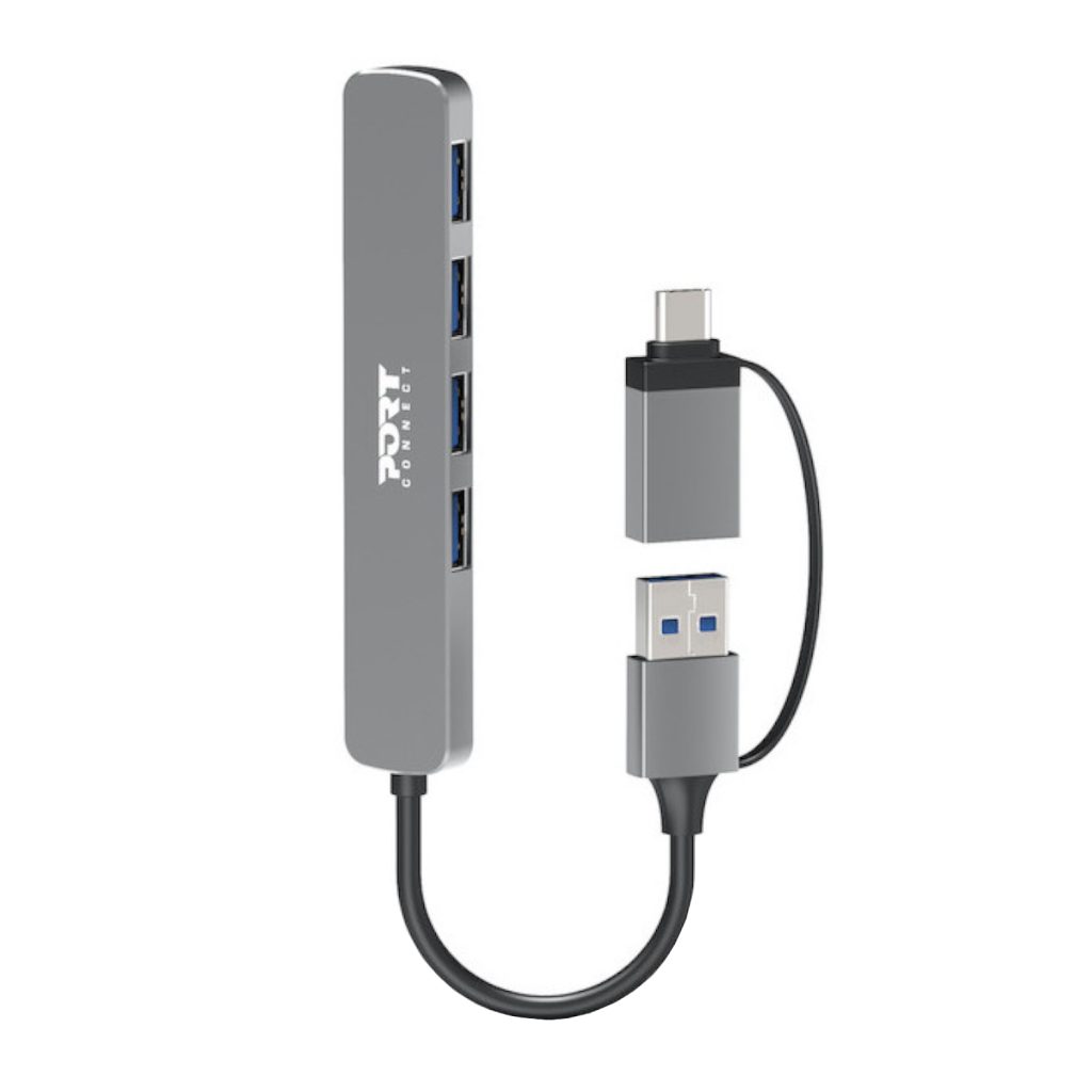 Port Connect USB Type-C to 4-port USB-A 3.0 Hub
