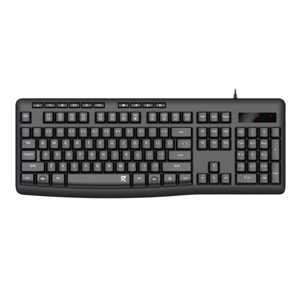 Redragon BK-7366 Full-size Ergonomic Wired Membrane Office Keyboard - Black