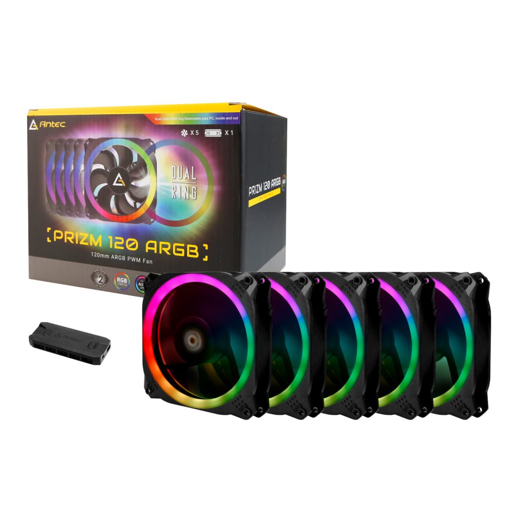 Antec Prizm 120 ARGB Case Fan 5 Pack + Controller - Black