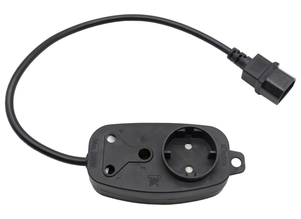 Multi Plug 1x16A 1x5A 0.5m IEC Cord Black