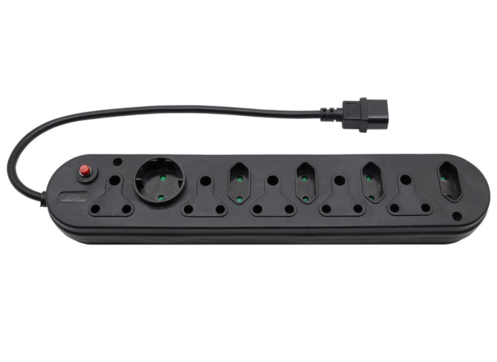 Multi Plug 5x16A 5x5A 0.5m IEC Cord Black