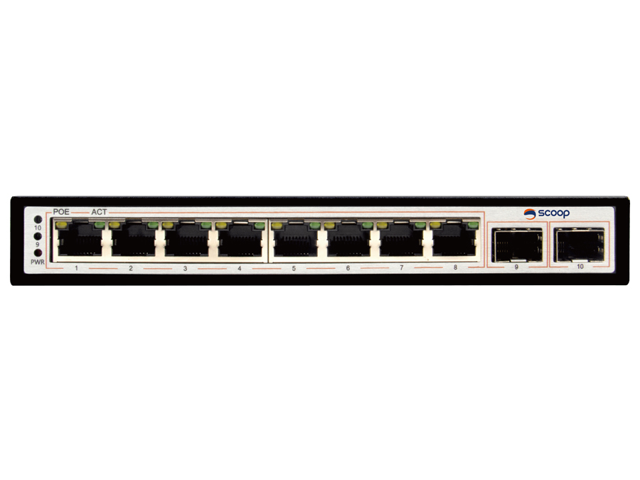 Scoop 8 Port Gigabit PoE 96W 2SFP Switch